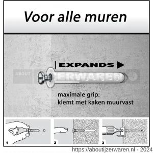 Toggler A8-6 Alligator muurplug zonder flens A8 diameter 8 mm zak 6 stuks - W32650070 - afbeelding 3