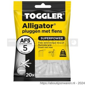 Toggler AF5-20 Alligator plug met flens AF5 diameter 5 mm zak 20 stuks wanddikte > 6,5 mm - W32650052 - afbeelding 1