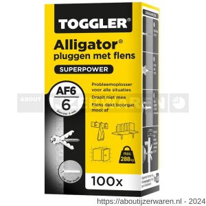 Toggler AF6-100 Alligator plug met flens diameter 6 mm doos 100 stuks wanddikte > 9,5 mm - W32650079 - afbeelding 1