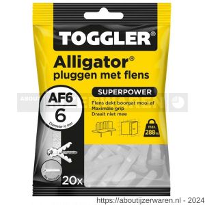 Toggler AF6-20 Alligator plug met flens AF6 diameter 6 mm zak 20 stuks wanddikte > 9,5 mm - W32650056 - afbeelding 1