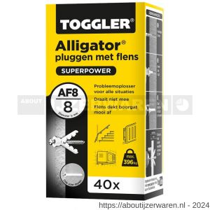 Toggler AF8-40 Alligator plug met flens AF8 diameter 8 mm doos 40 stuks wanddikte > 12,5 mm - W32650057 - afbeelding 1