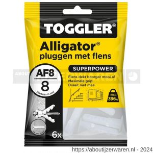Toggler AF8-6 Alligator plug met flens AF8 diameter 8 mm zak 6 stuks wanddikte > 12,5 mm - W32650058 - afbeelding 1