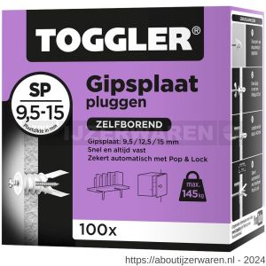 Toggler SP-100 gipsplaatplug SP doos 100 stuks gipsplaat 9-15 mm - W32650001 - afbeelding 1