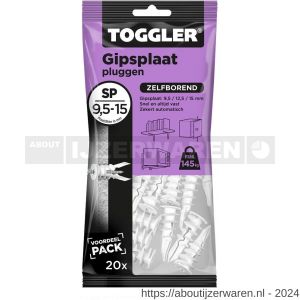 Toggler SP-20 gipsplaatplug SP zak 20 stuks gipsplaat 9-15 mm - W32650003 - afbeelding 1
