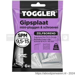 Toggler SPM-6-schroef gipsplaatplug SP-Mini met schroef zak 6 stuks gipsplaat 9-15 mm - W32650009 - afbeelding 1
