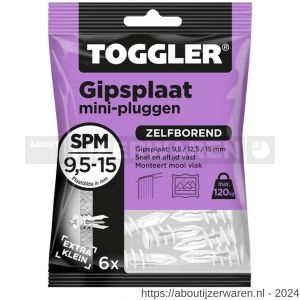Toggler SPM-6 gipsplaatplug SP-Mini zak 6 stuks gipsplaat 9-15 mm - W32650004 - afbeelding 1