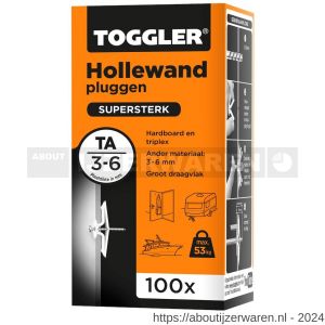 Toggler TA-100 hollewandplug TA doos 100 stuks plaatdikte 3-6 mm - W32650021 - afbeelding 1