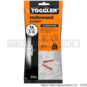 Toggler TA-20 hollewandplug TA zak 20 stuks plaatdikte 3-6 mm - W32650023 - afbeelding 1