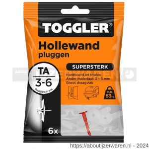 Toggler TA-6 hollewandplug TA zak 6 stuks plaatdikte 3-6 mm - W32650020 - afbeelding 1