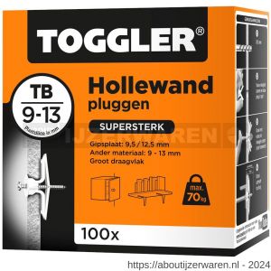 Toggler TB-100 hollewandplug TB doos 100 stuks plaatdikte 9-13 mm - W32650011 - afbeelding 1