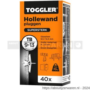 Toggler TB-40 hollewandplug TB doos 40 stuks plaatdikte 9-13 mm - W32650012 - afbeelding 1