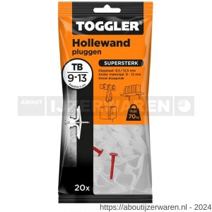 Toggler TB-20 hollewandplug TB zak 20 stuks plaatdikte 9-13 mm - W32650013 - afbeelding 1