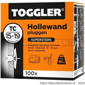 Toggler TC-100 hollewandplug TC doos 100 stuks plaatdikte 15-19 mm - W32650017 - afbeelding 1
