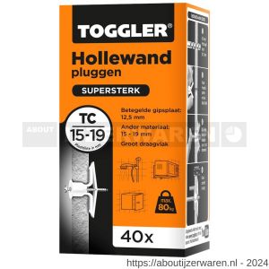 Toggler TC-40 hollewandplug TC doos 40 stuks plaatdikte 15-19 mm - W32650018 - afbeelding 1