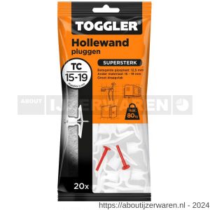 Toggler TC-20 hollewandplug TC zak 20 stuks plaatdikte 15-19 mm - W32650019 - afbeelding 1