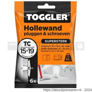 Toggler TC-6-schroef hollewandplug TC met schroef zak 6 stuks plaatdikte 15-19 mm - W32650025 - afbeelding 1