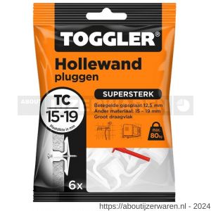 Toggler TC-6 hollewandplug TC zak 6 stuks plaatdikte 15-19 mm - W32650016 - afbeelding 1