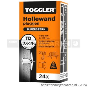 Toggler TD-24 hollewandplug TD doos 24 stuks plaatdikte 23-26 mm - W32650028 - afbeelding 1