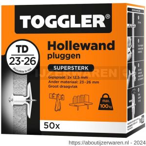 Toggler TD-50 DS hollewandplug TD doos 50 stuks plaatdikte 23-26 mm - W32650027 - afbeelding 1
