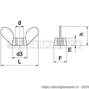 Kobout 4315A406 vleugelmoer Duits model DIN 315 RVS A4 - W50457525 - afbeelding 1