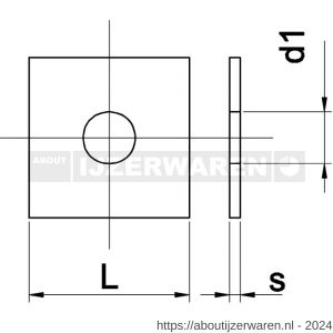 Kobout 7436VV16 sluitplaat vierkant DIN 436 thermisch verzinkt - W50460238 - afbeelding 1