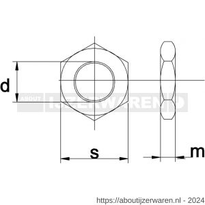 Kobout 4439MB08 zeskantmoer laag DIN 439B messing blank - W50457759 - afbeelding 1