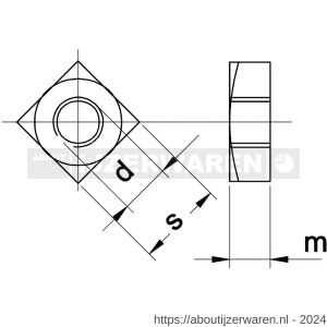 Kobout 5557EV06 vierkantmoer DIN 557 galvanisch verzinkt - W50457508 - afbeelding 1