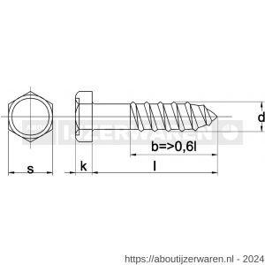 Kobout 4571A410050 houtdraadbout DIN 571 RVS A4 10x50 - W50454520 - afbeelding 1