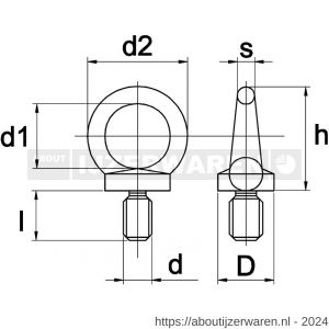 Kobout 5580EV36 oogbout DIN 580 gestempeld C 15 E en CE (09-2010) galvanisch verzinkt - W50458733 - afbeelding 1