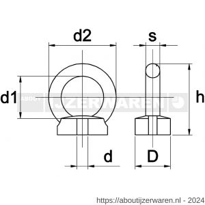 Kobout 4582A208 oogmoer DIN 582 RVS A2 - W50457500 - afbeelding 1