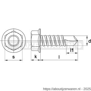 Kobout 47504K41042013 zelfborende schroef zeskantkop met flens DIN 7504K RVS 410 4,2x13 mm SW 1/4 - W50486520 - afbeelding 1