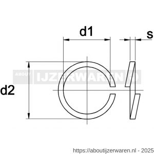 Kobout 47980A203 veerring met vlakke einden voor binnenzeskantbout cilinderkop DIN 7980 RVS A2 - W50476820 - afbeelding 1