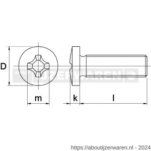 Kobout 47985A203006 metaalschroef bolcilinderkop Philipsdrive (kruiskop) DIN 7985 RVS A2 M3x6 - W50452641 - afbeelding 1