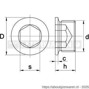 Kobout 5908ZW001BSP afdichtstop met kraag en binnenzeskant en pijpschroefdraad DIN 908 5.8 onbehandeld staal G 1 inch - W50489056 - afbeelding 1
