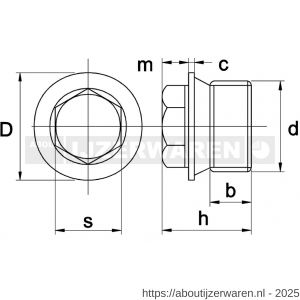 Kobout 5910ZW001BSP afdichtstop met kraag en zeskant en cilindrische pijpschroefdraad DIN 910 5.8 onbehandeld staal G 1 inch - W50460739 - afbeelding 1