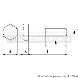 Kobout 2931EV24380 zeskantbout DIN 931 8.8 galvanisch verzinkt M24x380 - W50455648 - afbeelding 1