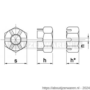 Kobout 5935EV24 kroonmoer hoog model DIN 935 6 galvanisch verzinkt - W50459417 - afbeelding 1