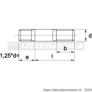 Kobout 5939ZW5810060 tapeind (inschroefeind ~ 1,25 d) DIN 939 5.8 onbehandeld staal M10x60 - W50459299 - afbeelding 1