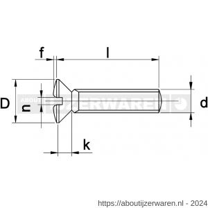 Kobout 6964MB05050 metaalschroef bolverzonkenkop zaagsnede DIN 964 messing blank M5x50 - W50452203 - afbeelding 1