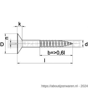 Kobout 697MB04040 houtschroef verzonkenkop zaagsnede DIN 97 messing blank 4x40 - W50450224 - afbeelding 1