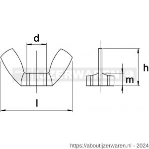 Kobout 4VMAMA408 vleugelmoer Amerikaans model ANSI B18.17 RVS A4 - W50457539 - afbeelding 1