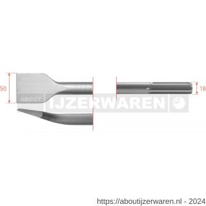 Rotec 215.1 SDS Max tegelbeitel gebogen 50x300 mm - W50903515 - afbeelding 1