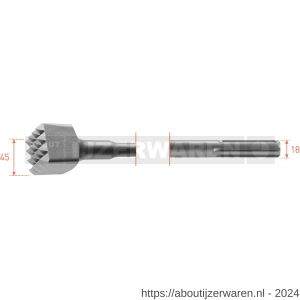 Rotec 215.1 SDS Max bouchardeerbeitel 16 tanden 45x45 mm - W50903525 - afbeelding 1