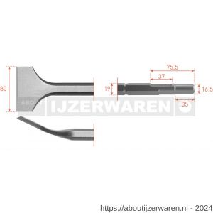 Rotec 215.3 zeskant spadebeitel gebogen 19/16,5x35 mm 80x300 mm - W50903545 - afbeelding 1