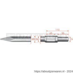 Rotec 215.52 zeskant puntbeitel 30/24x55 mm L=400 mm - W50903570 - afbeelding 1