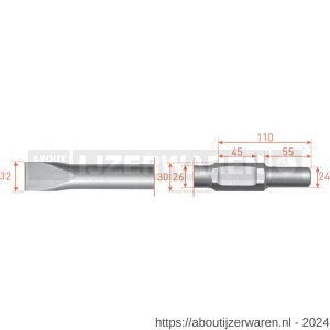 Rotec 215.52 zeskant vlakbeitel 30/24x55 mm 32x400 mm - W50903571 - afbeelding 1