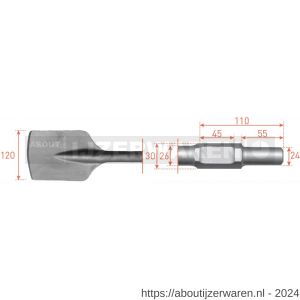 Rotec 215.52 zeskant spadebeitel 30/24x55 mm 120x400 mm - W50903573 - afbeelding 1