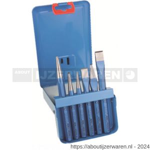 Rotec 218.90 koudbeitel slaggereedschap set 218 6 delig in metalen cassette - W50903647 - afbeelding 1