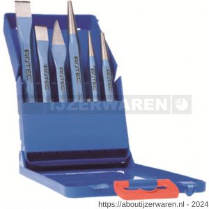 Rotec 218.90 koudbeitel slaggereedschap set 218 6 delig in kunststof cassette - W50903648 - afbeelding 1