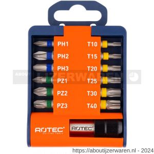 Rotec 827 bit- en bithouder-set Opti-Line bits PH-PZ-TX 13 delig - W50911655 - afbeelding 1